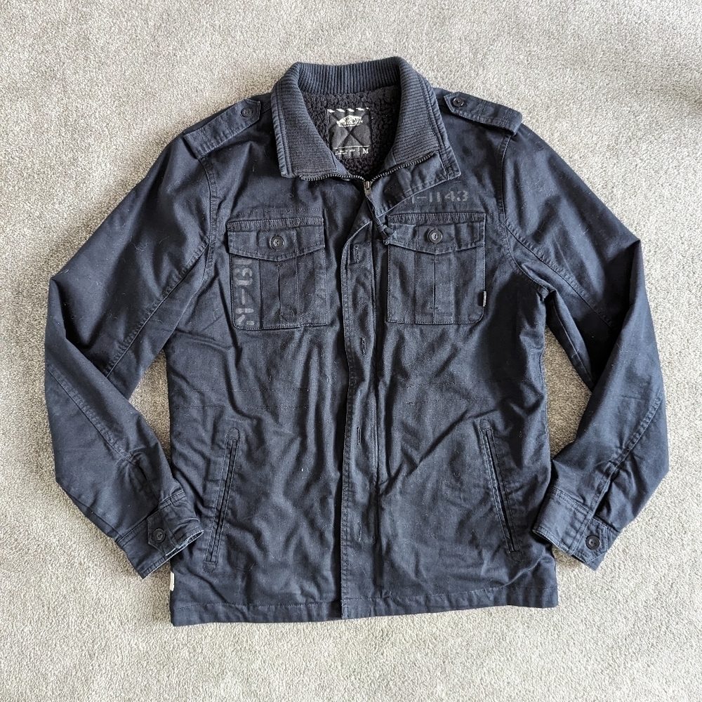 Vans black cotton jacket fleece lined men's Medium